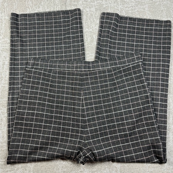 J. Jill NWT Ponte Full Wide Leg Cropped Pull On High Rise Windowpane Plaid NWT L - Picture 7 of 7